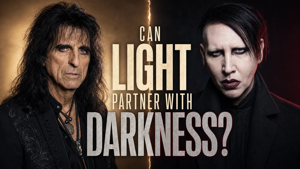 Alice Cooper and Marilyn Manson featured in a custom YouTube thumbnail scene